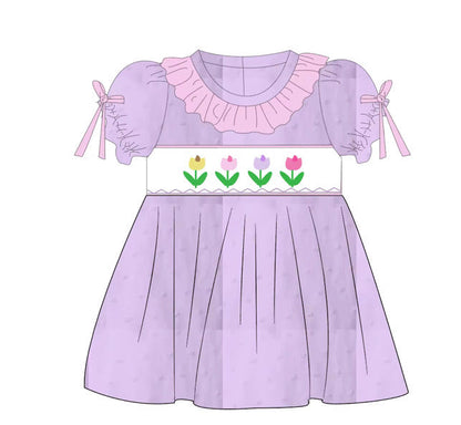 ETA July - Tulip hand smocked dress Swiss dot
